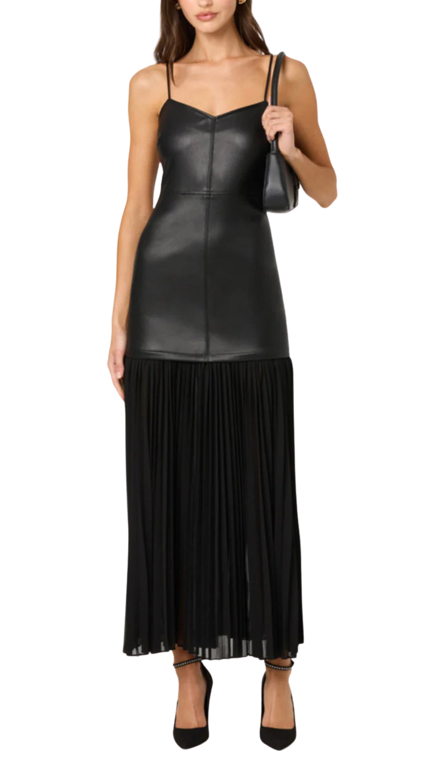 Lezith Faux Leather Maxi Dress