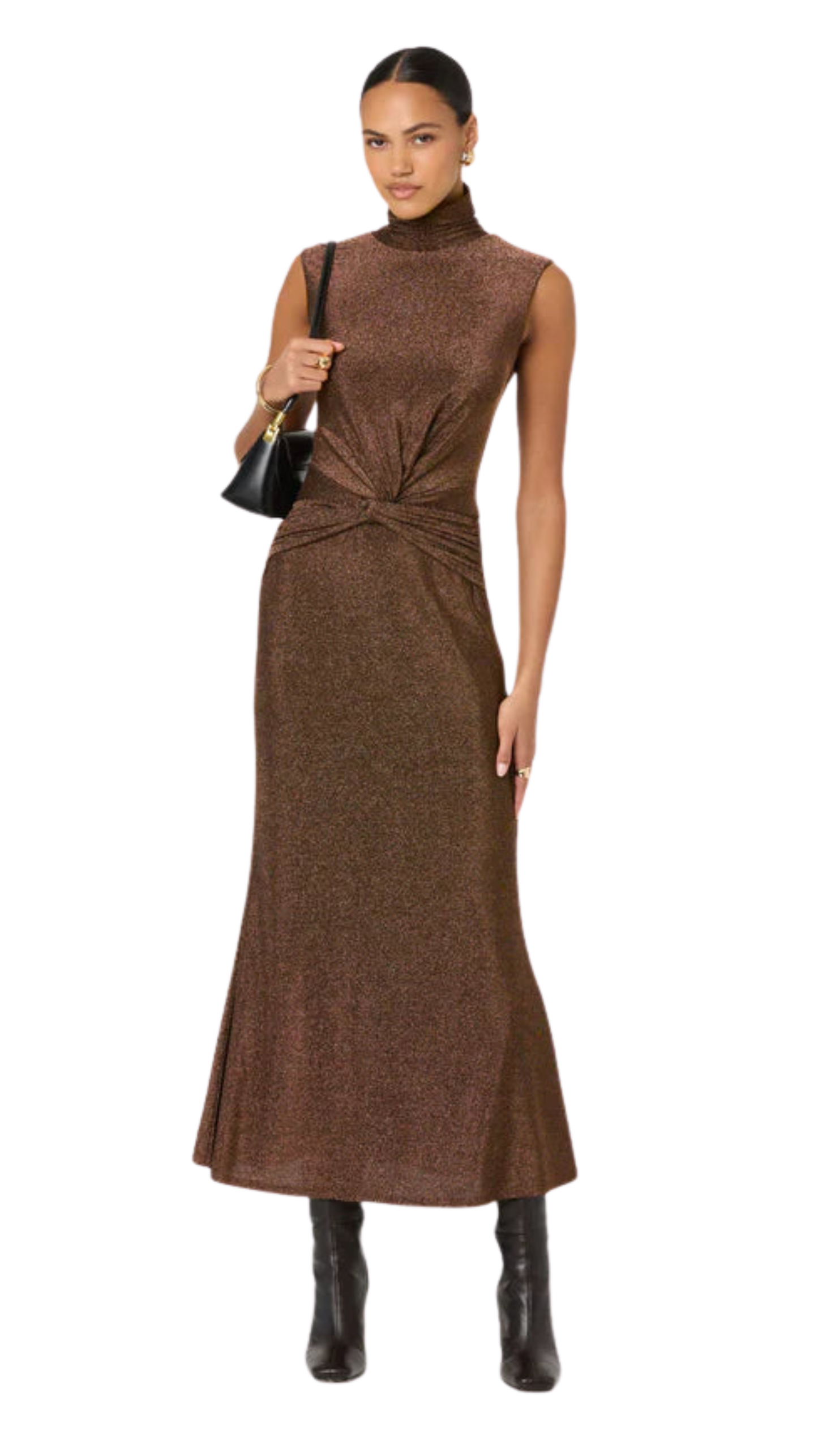 Riana Metallic Twist Front Maxi Dress