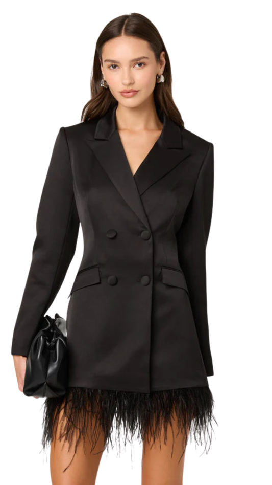Breonna Feather Trim Blazer Dress