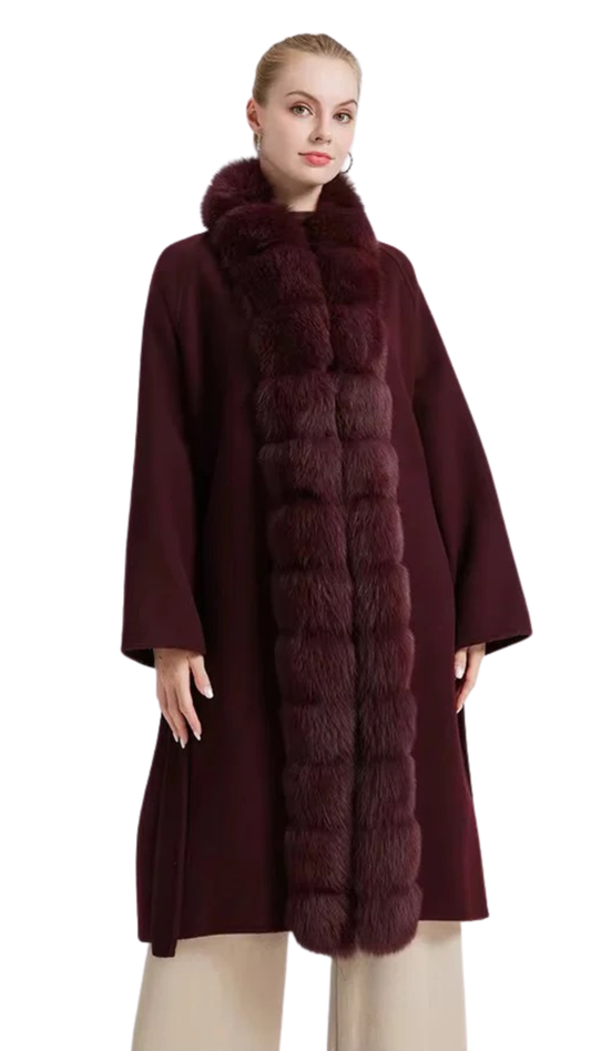 The Opulent Fox Fur Coat in Burgundy
