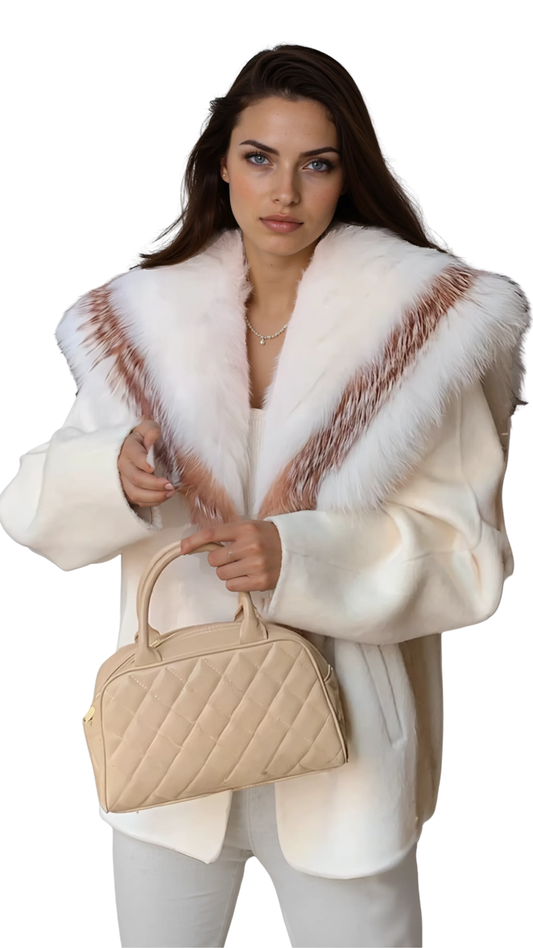 The 'Arctic Rose' Fox Fur Trim Coat