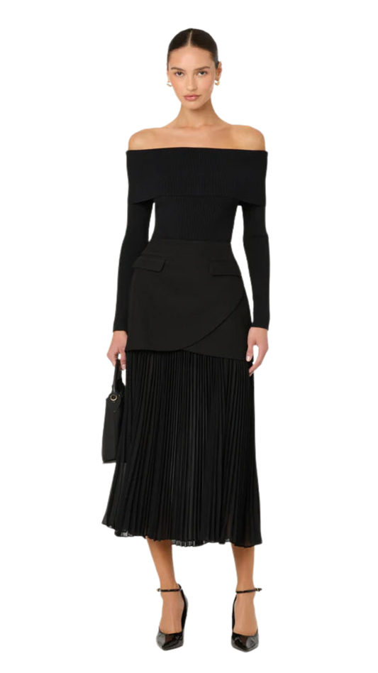 Deaile Contrast Layered Pleated Skirt