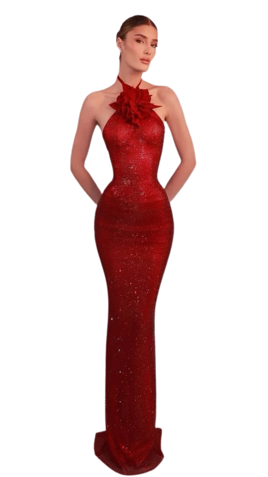 Crimson Blossom Gown