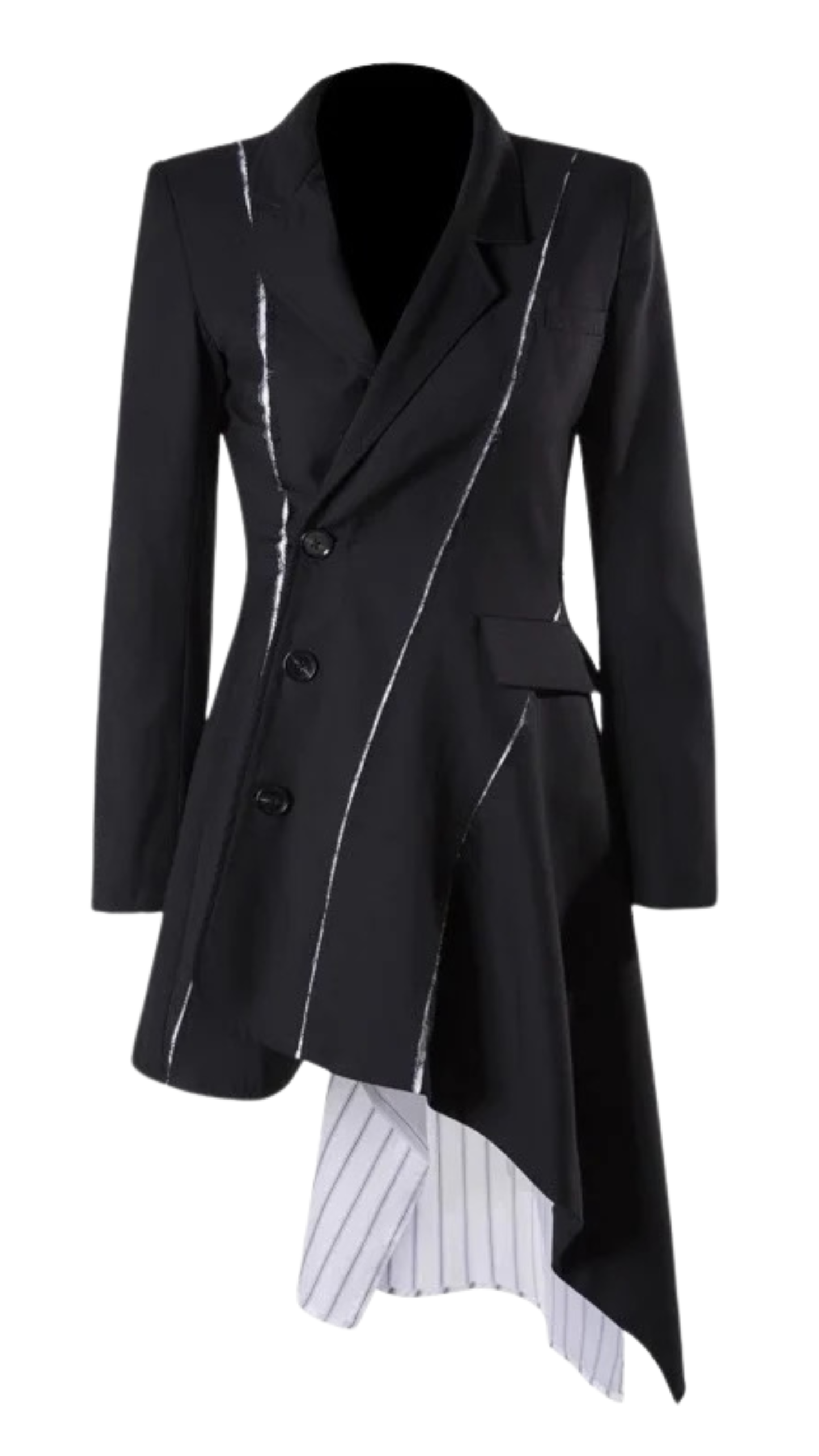 Maverick Asymmetric Pinstripe Blazer Dress