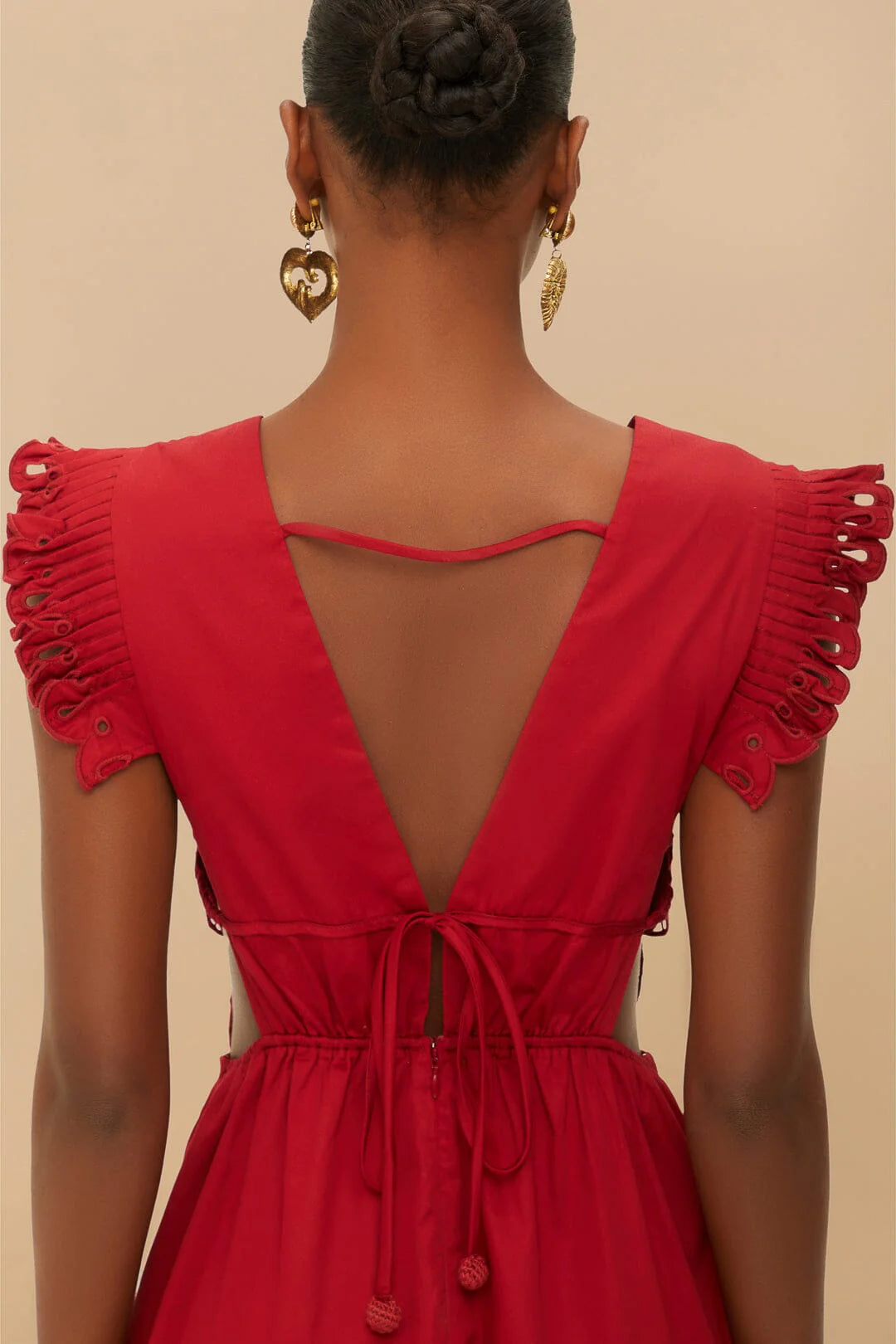 Red Butterfly Cut-Out Midi Dress