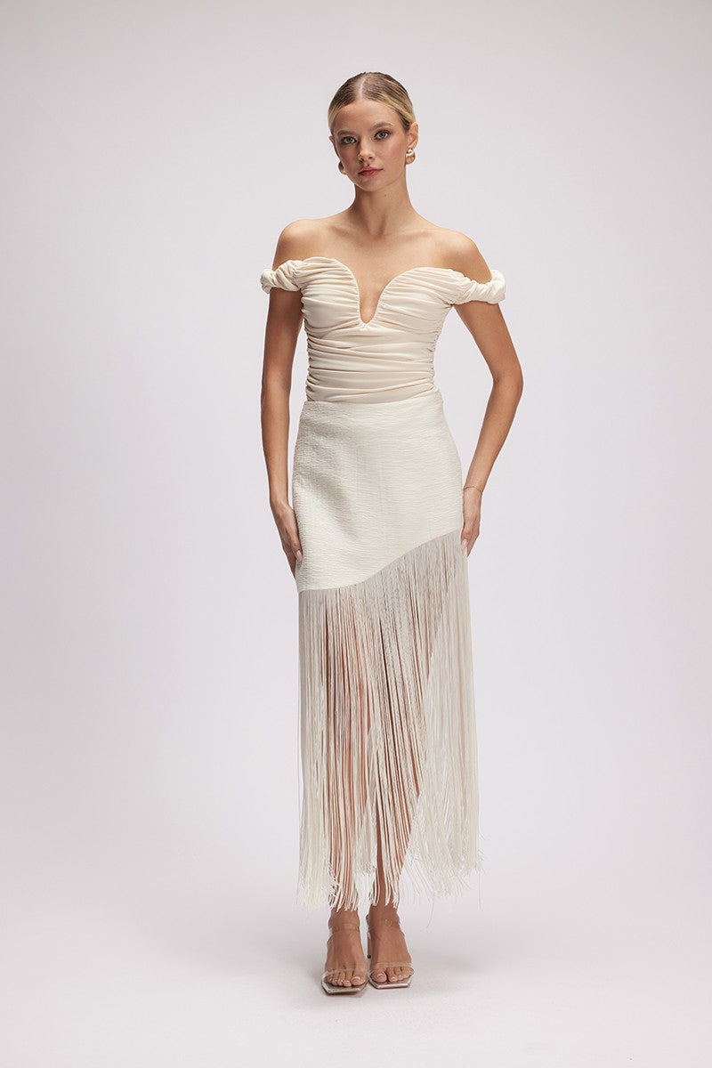 Danny Fringes skirt-white