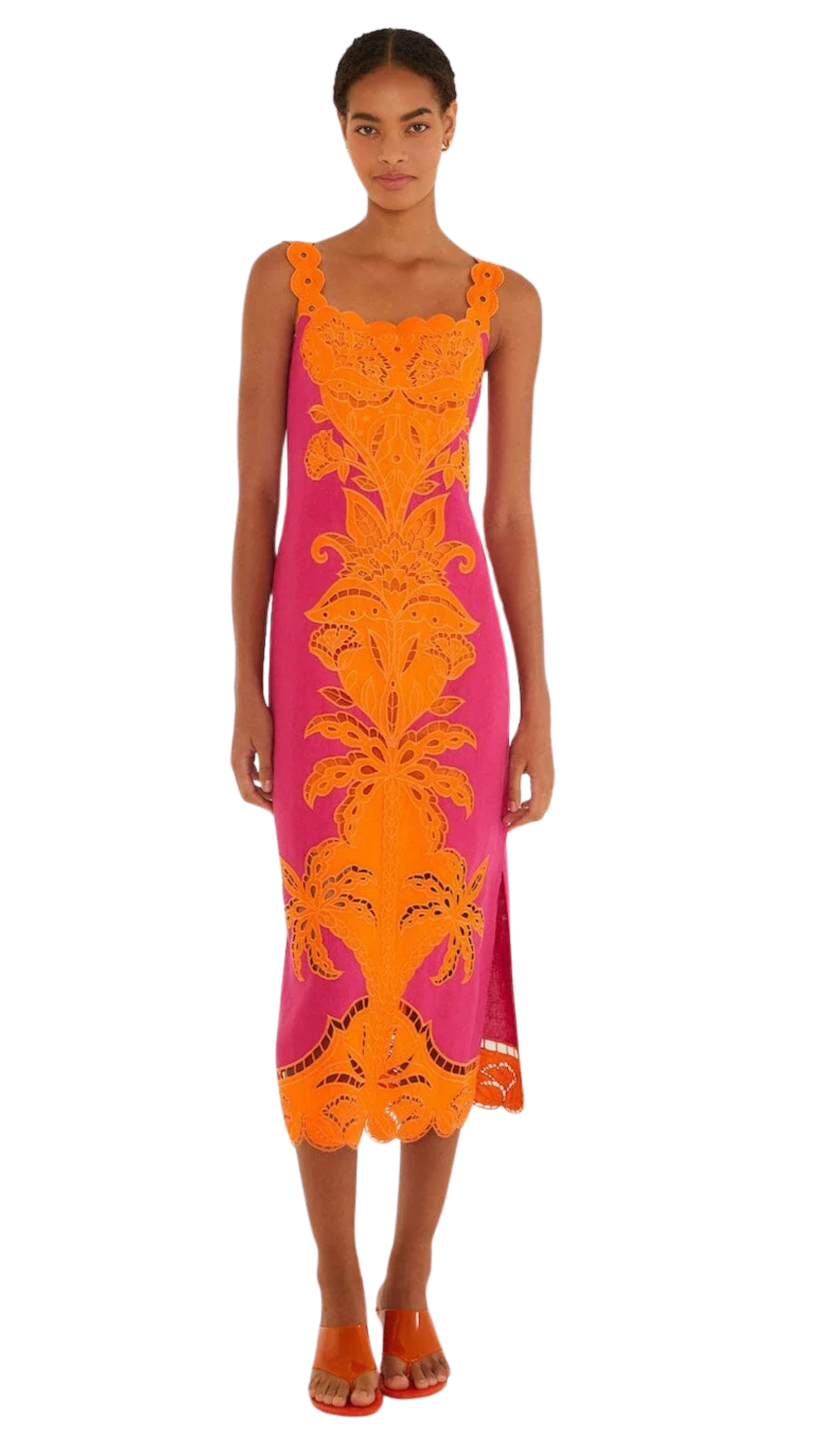 Pinke Cutwork Midi Dress