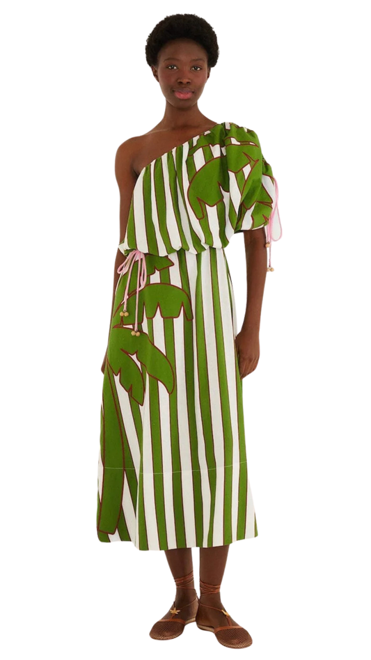 Off-White One-Shoulder Midi Dress