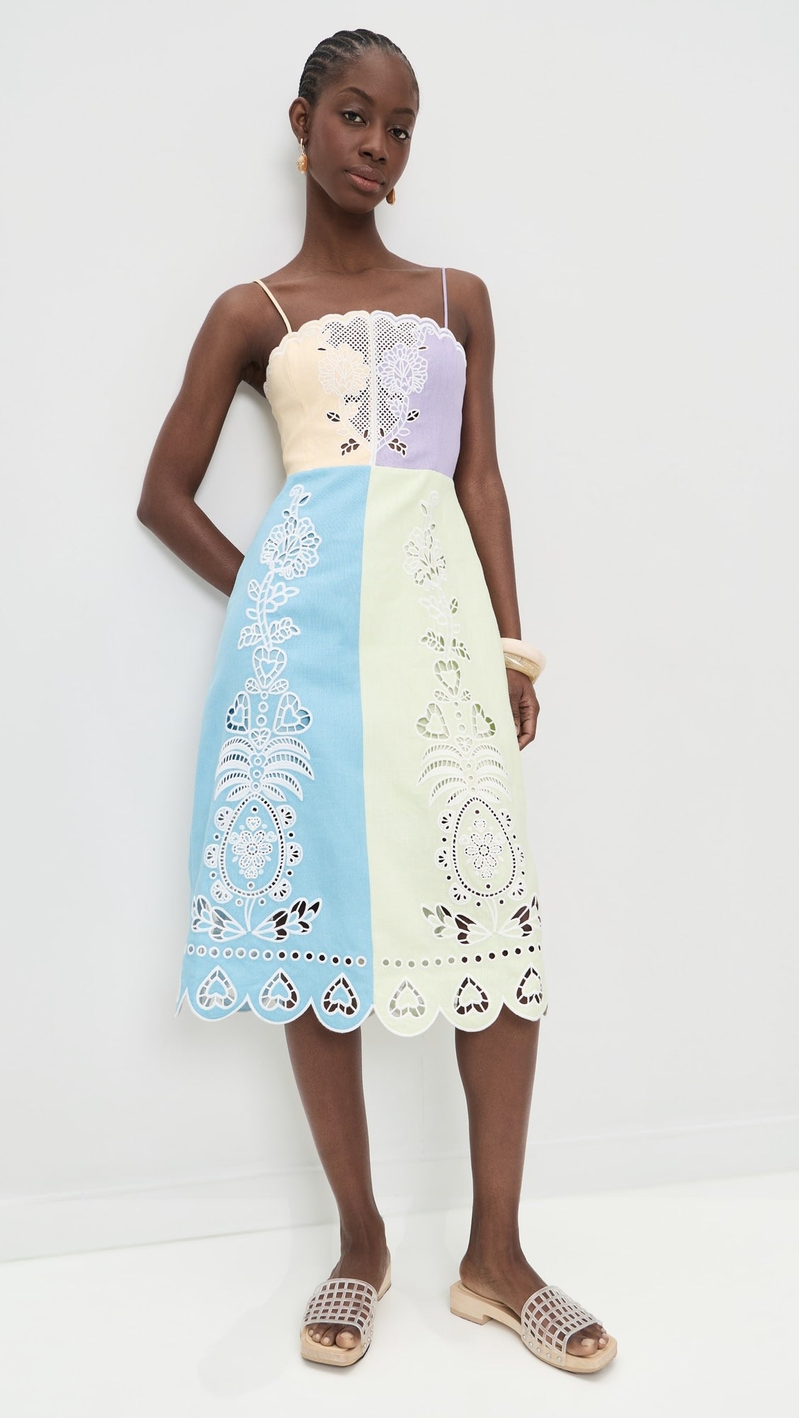 Multicolor Embroidered Midi Dress