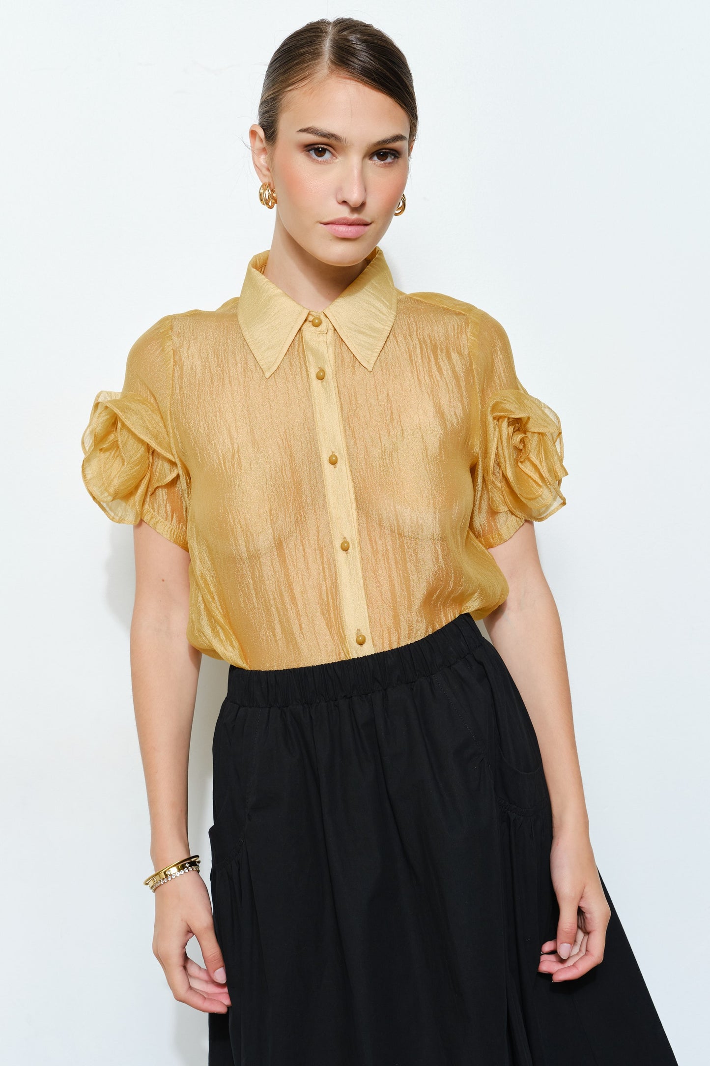 Golden Bloom Rosette Blouse