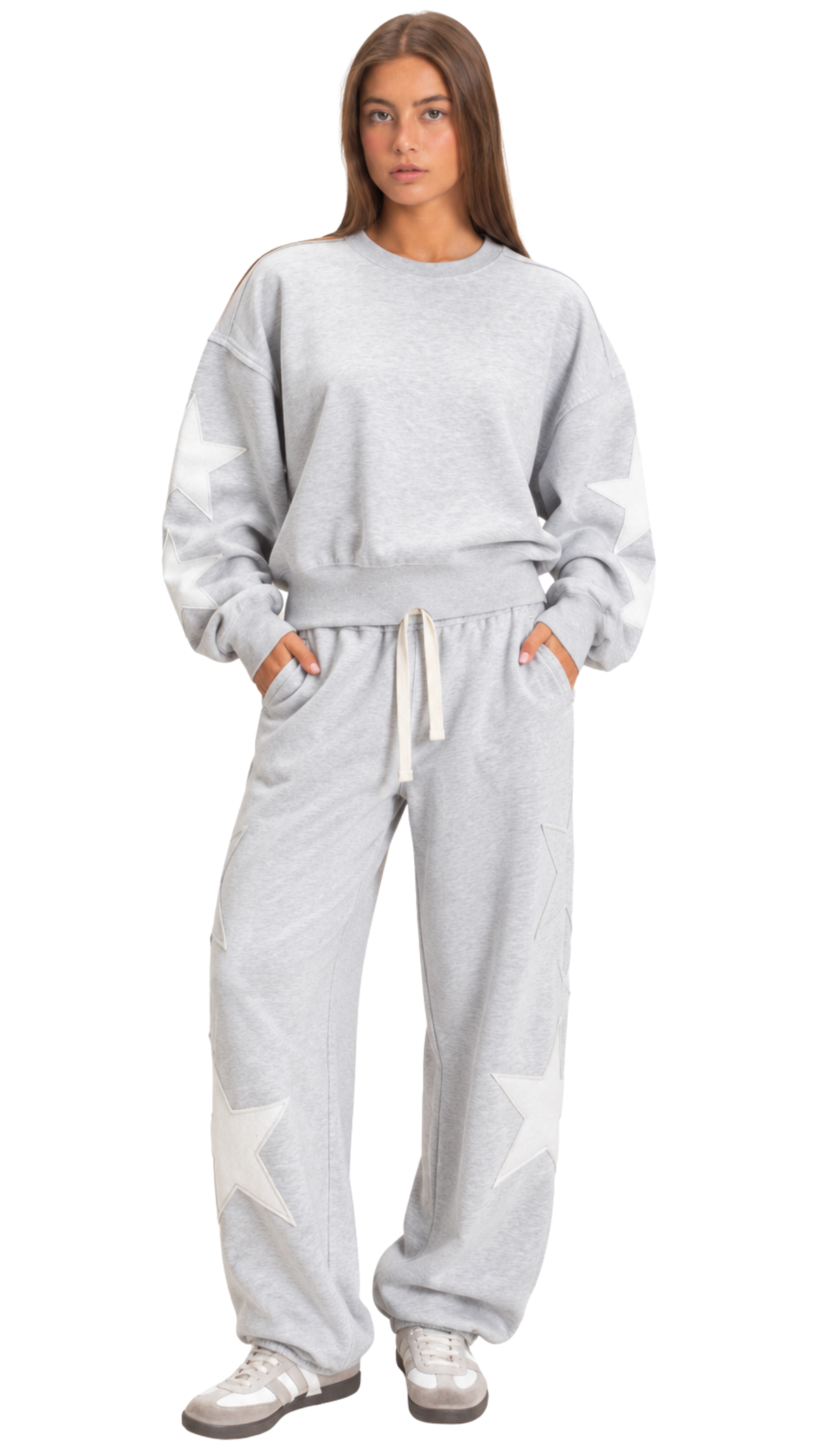 Varsity Star Sweat Set - Heather Gray