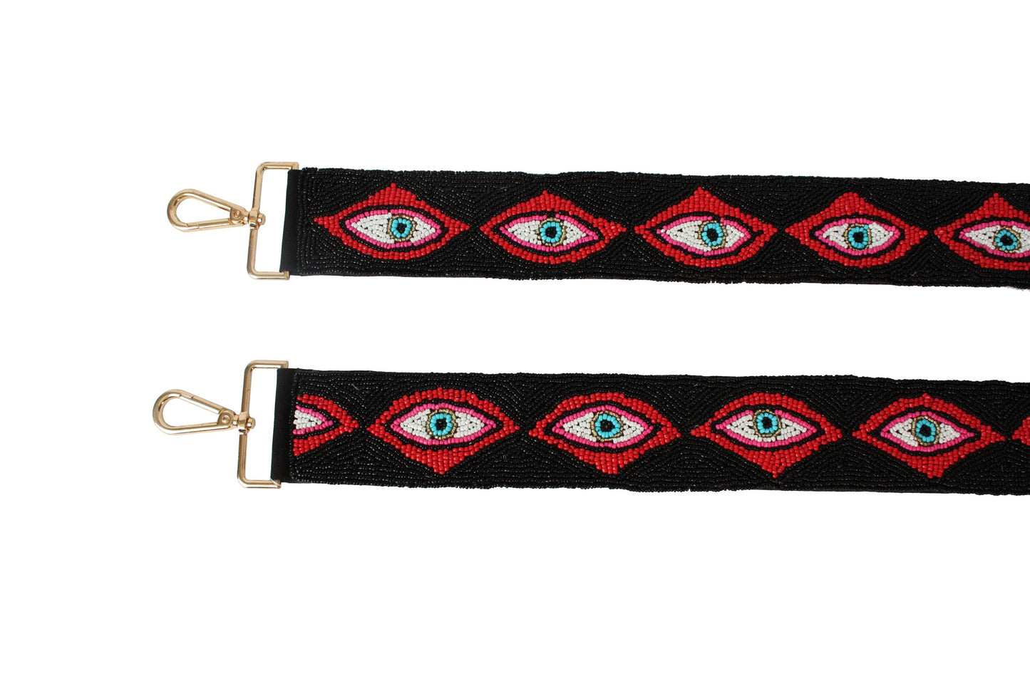 Eye Beaded Bag Strap-Red