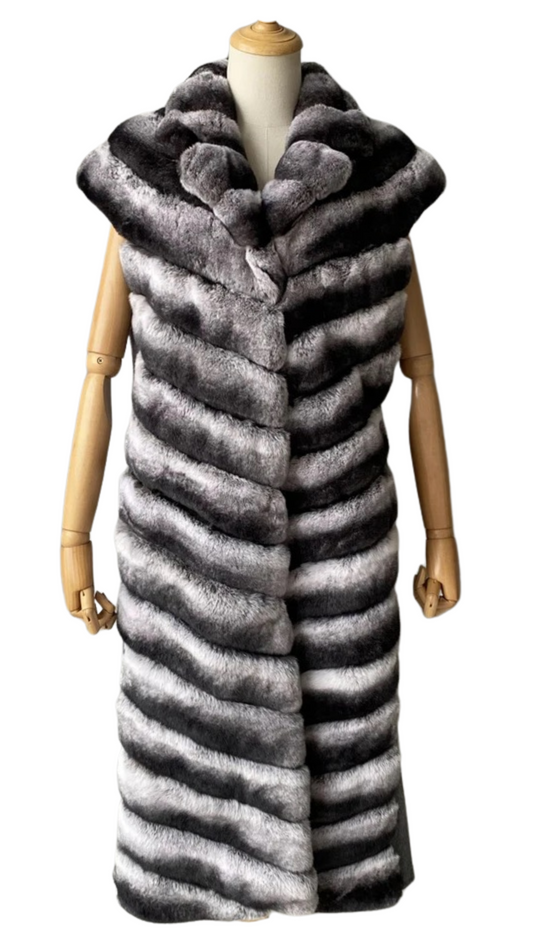 Budapest Cashmere Vest Rex Fur - Grey