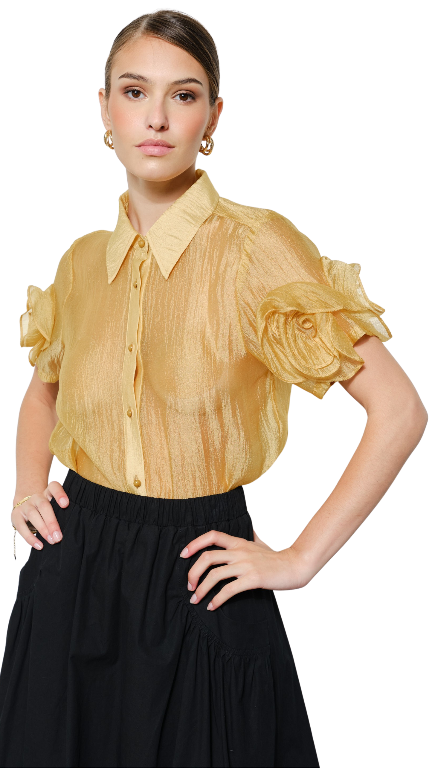 Golden Bloom Rosette Blouse