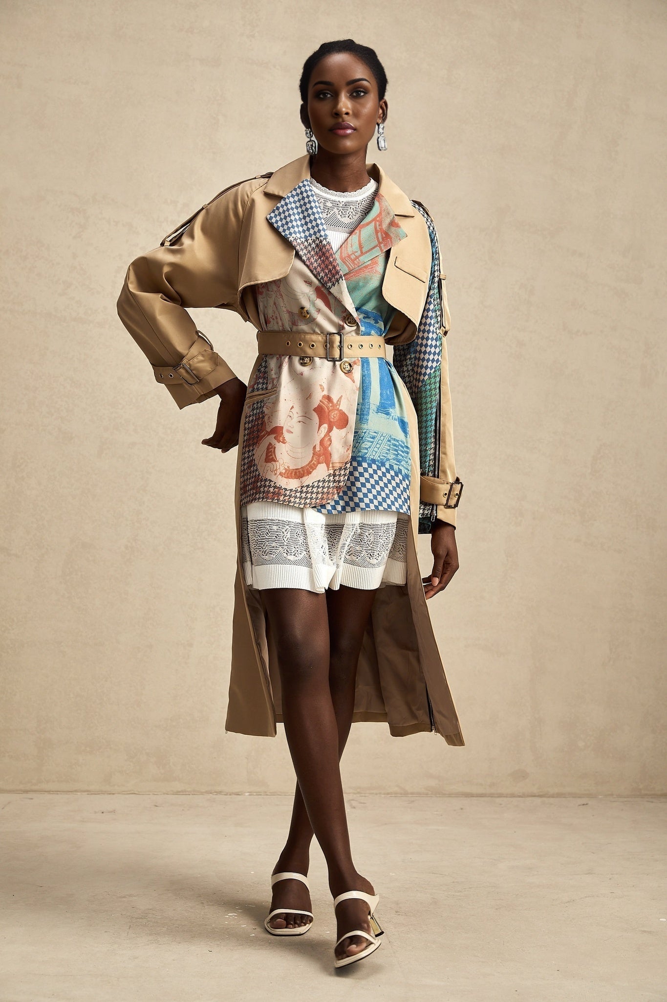 Patchwork Trench Coat