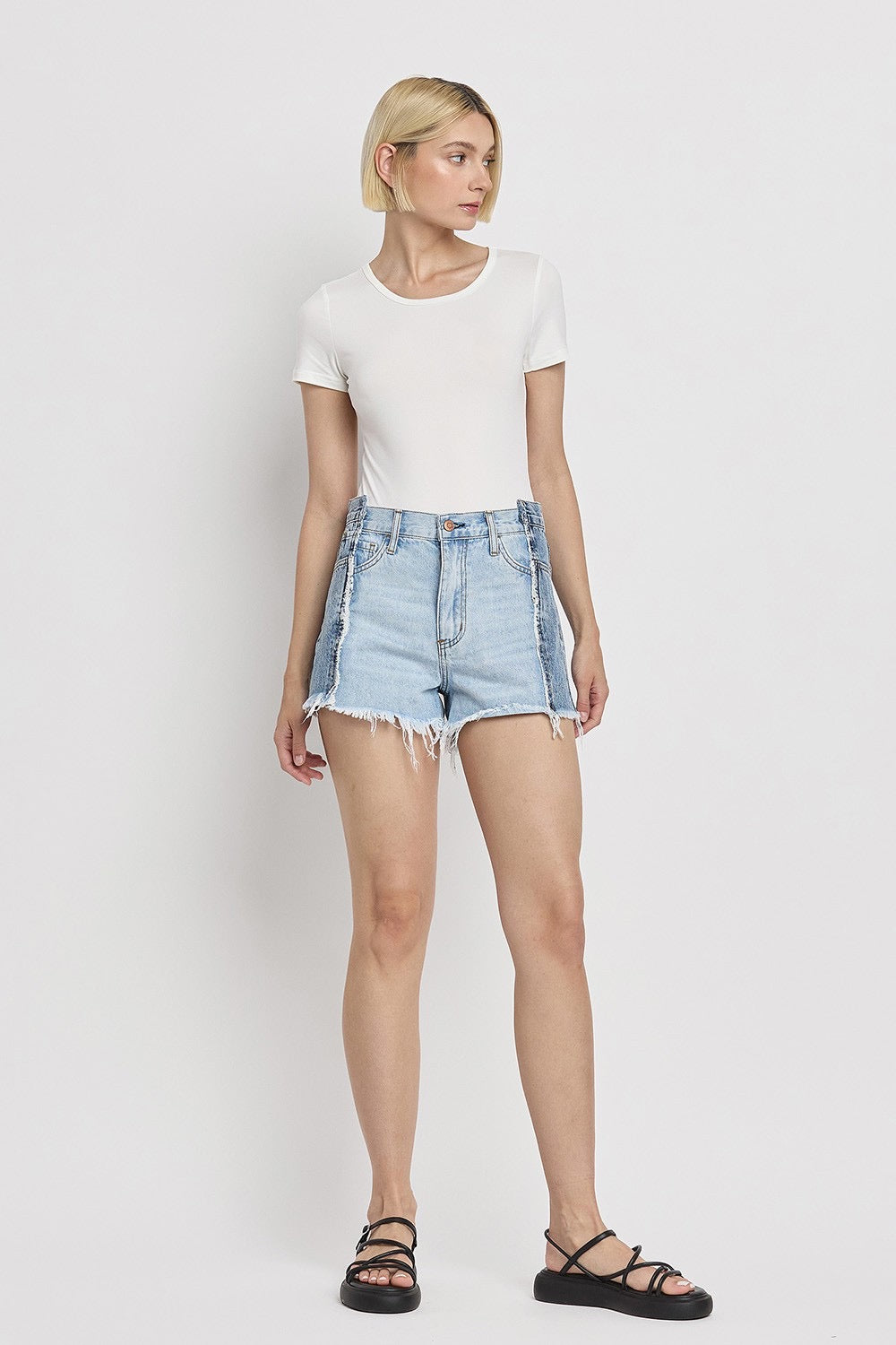 Abstracted Denim Shorts