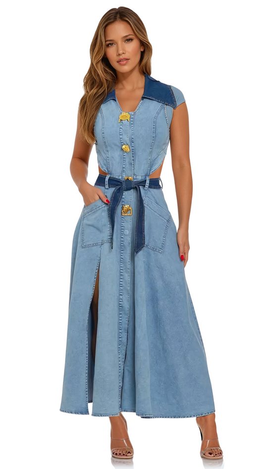 Delya Dress-Denim