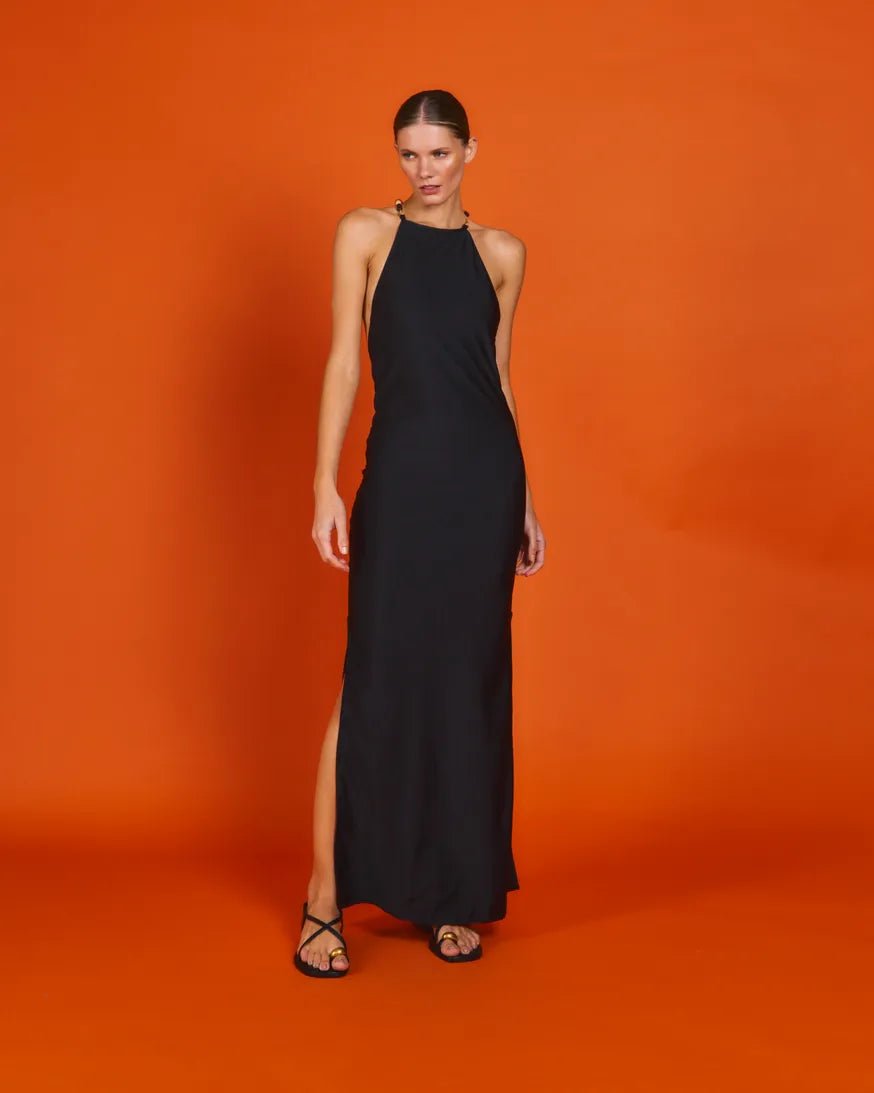 Dunas Multicolor Lycra Black Dress