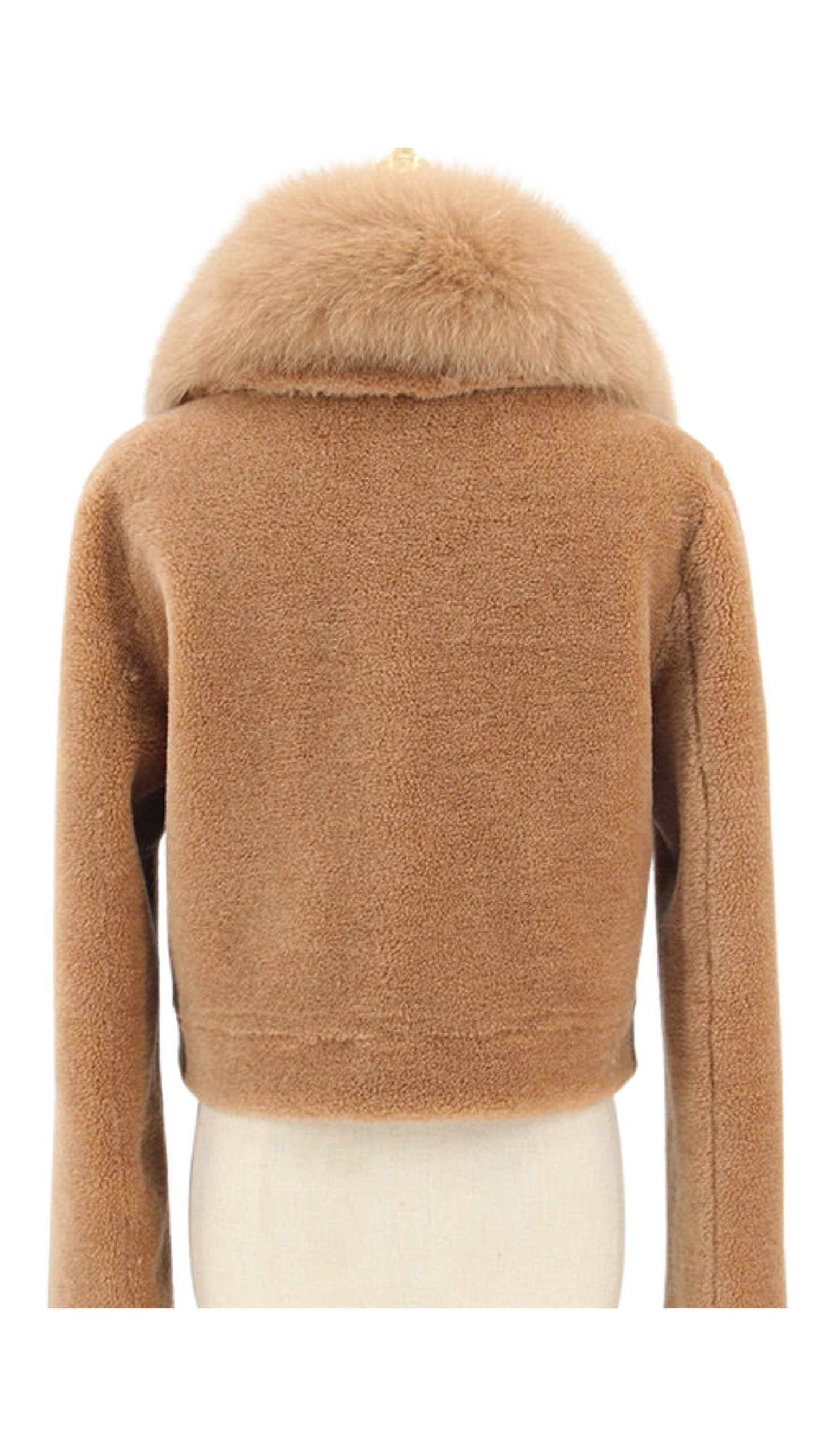 London Teddy Jacket Fox Fur Collar - Camel