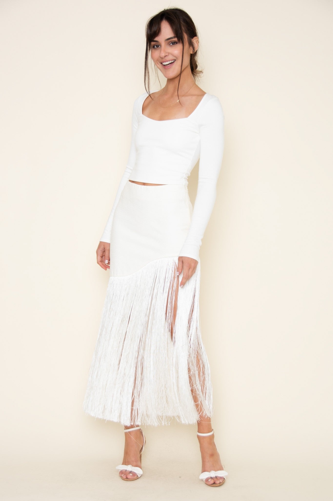 Danny Fringes skirt-white