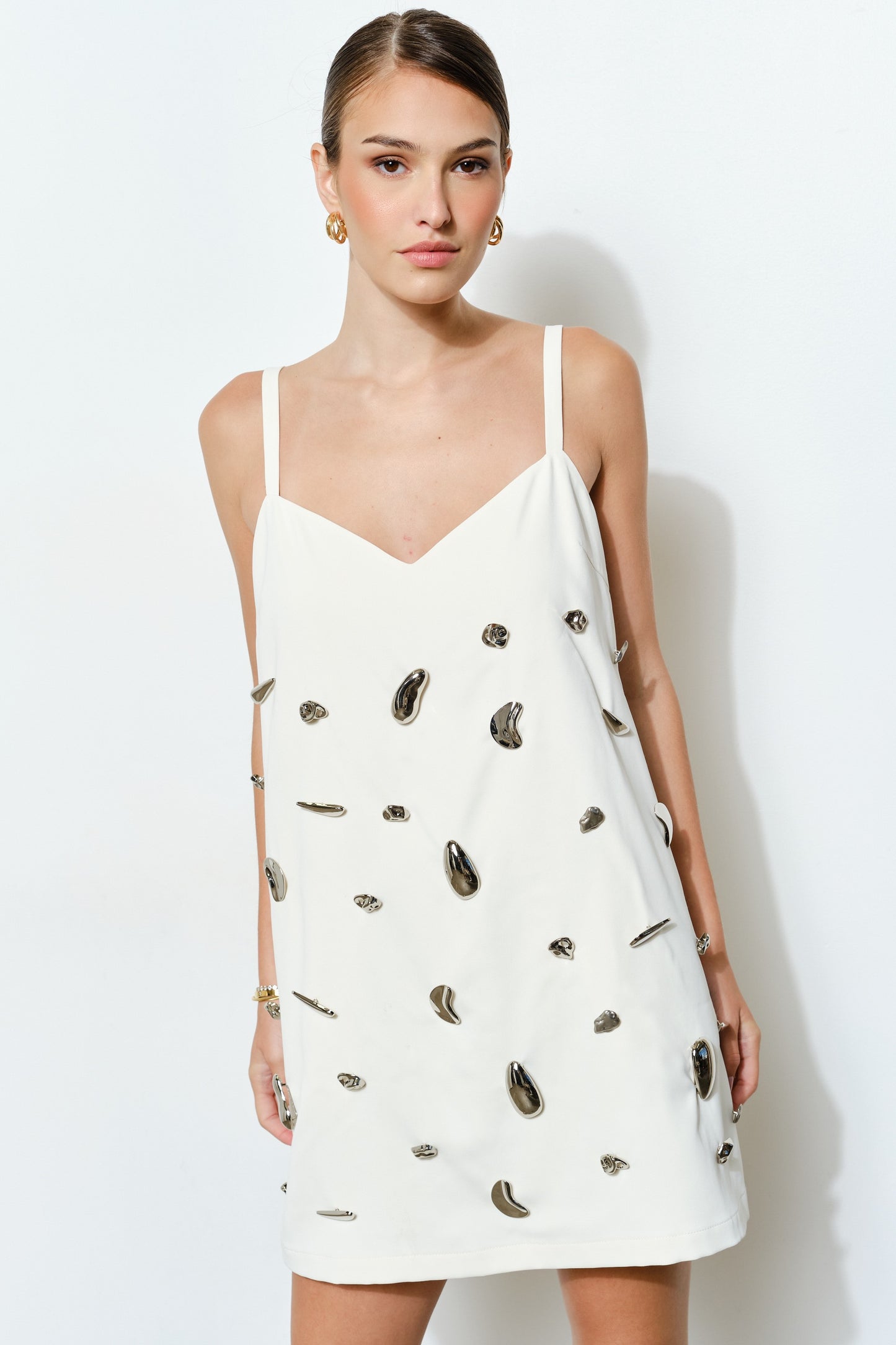 Pearl Sculpt Slip Dress – Ivory