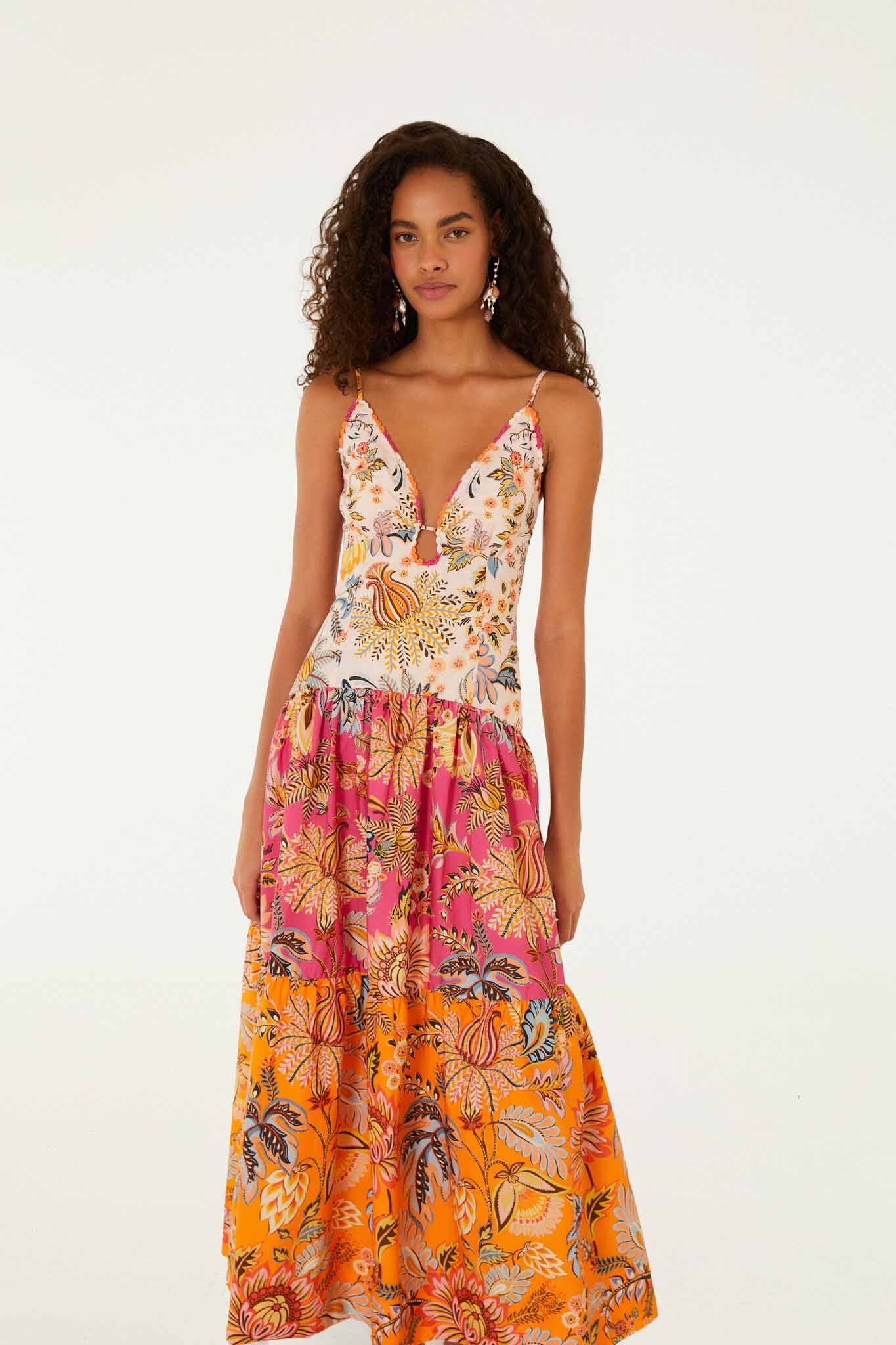 Multicolor Ligia Floral Mix Maxi Dress
