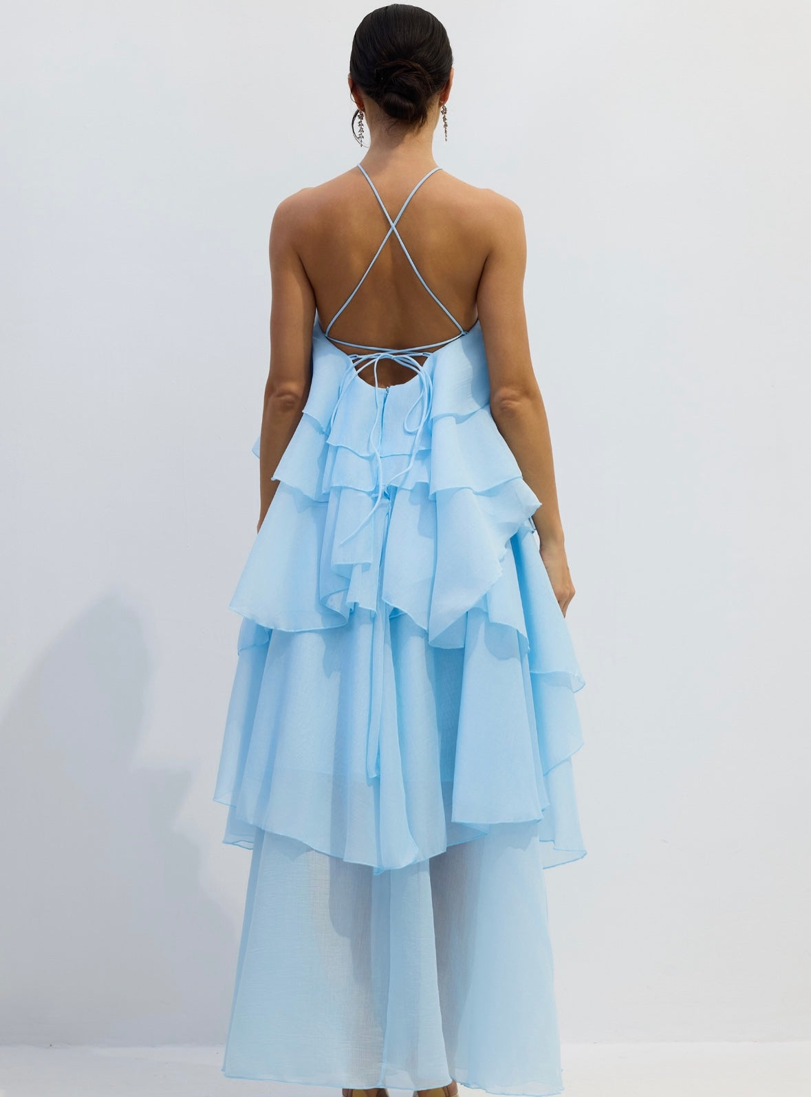 Sky Blossom Tiered Maxi Dress