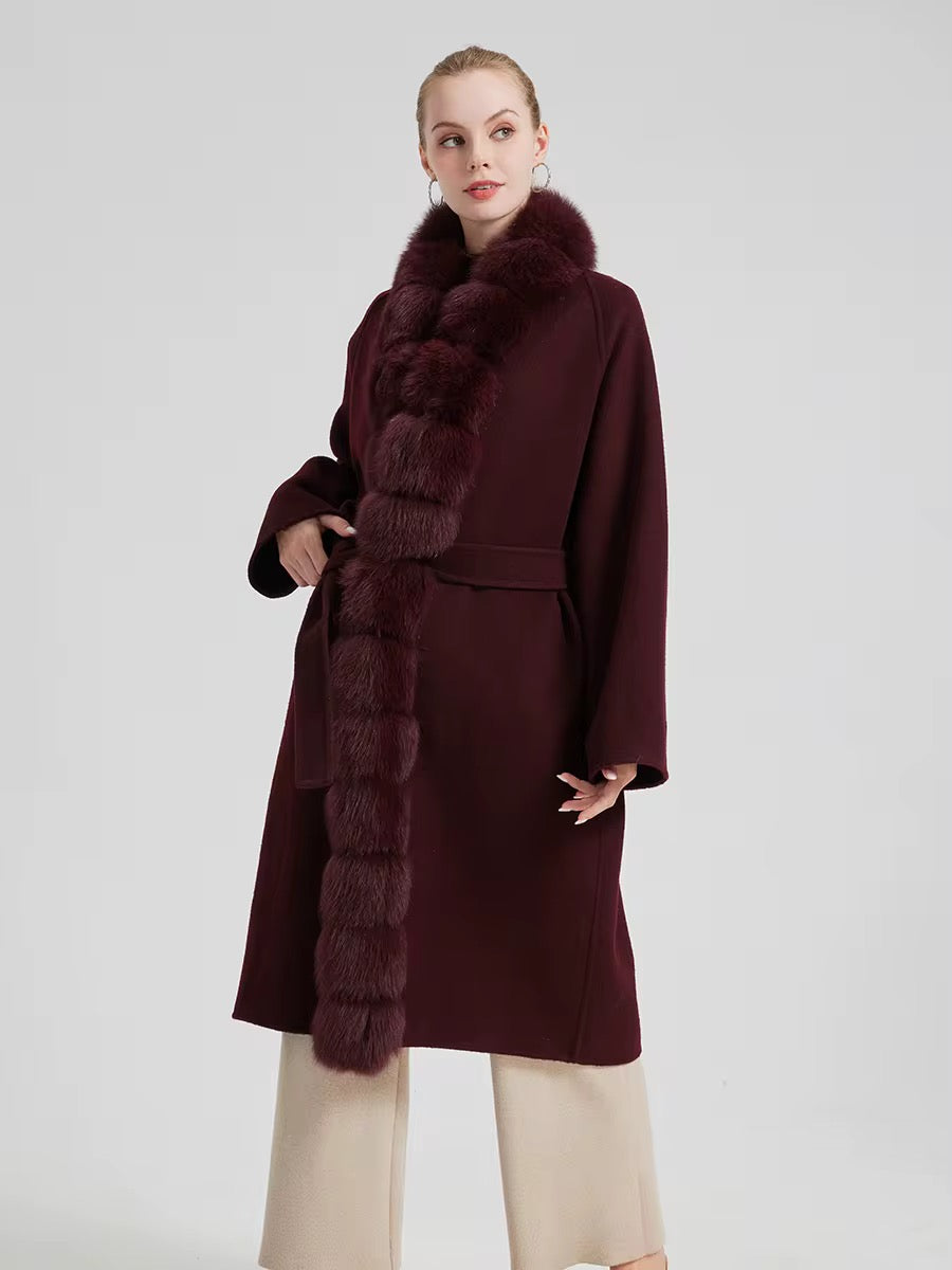 The Opulent Fox Fur Coat in Burgundy