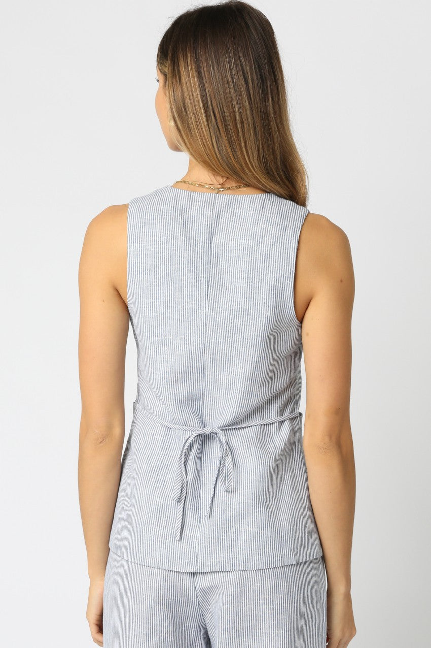 Zuni Linen Pants Set-Blue