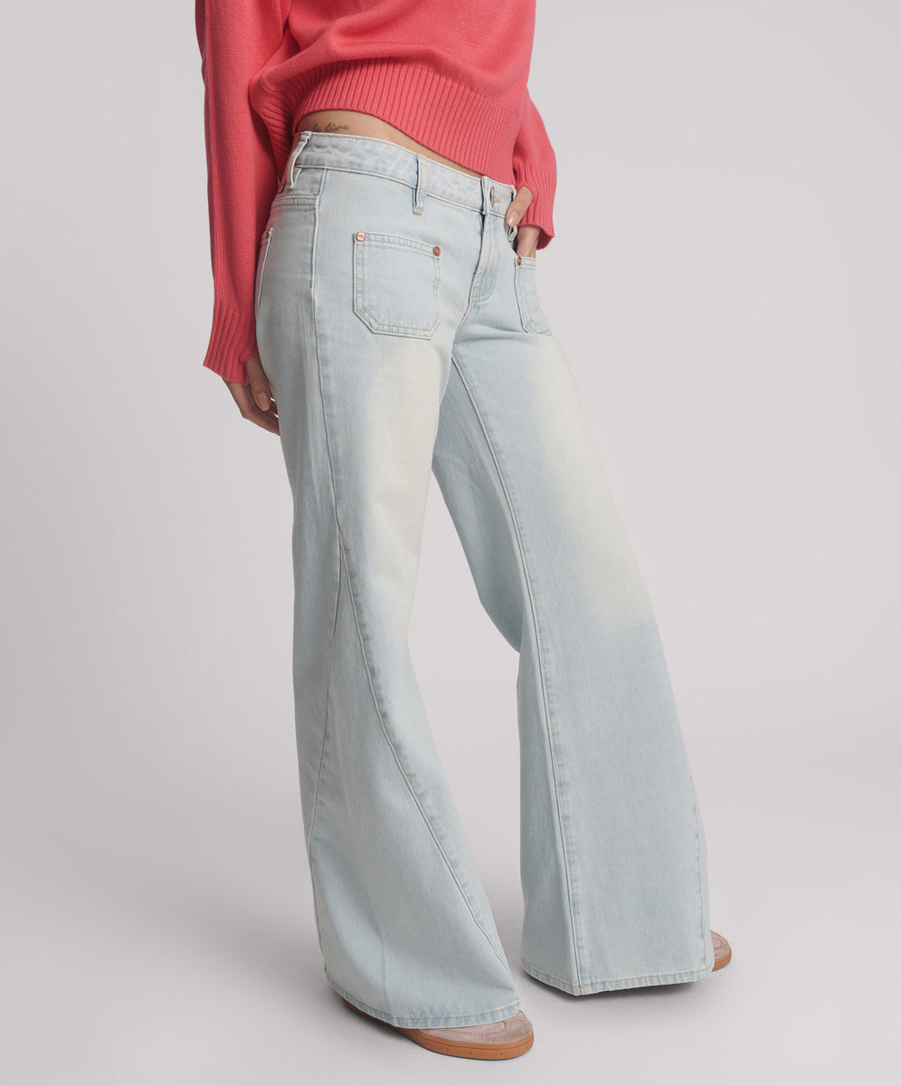 Johnnies Wide Leg Flared Denim Jeans - Le Surf Blue