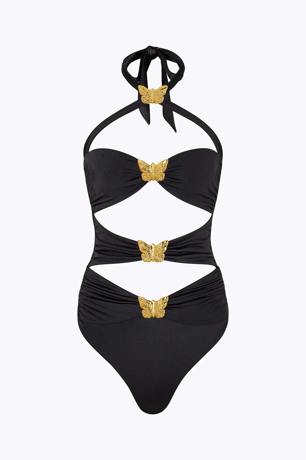 DIAMOND BUTTERFLY CUT OUT SWIMSUIT & COUPE SKIRT SET- PEARL