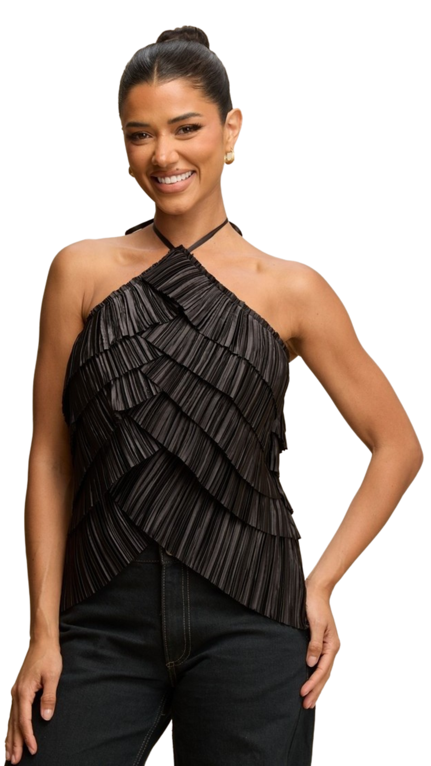 Noir Pleated Halter Top