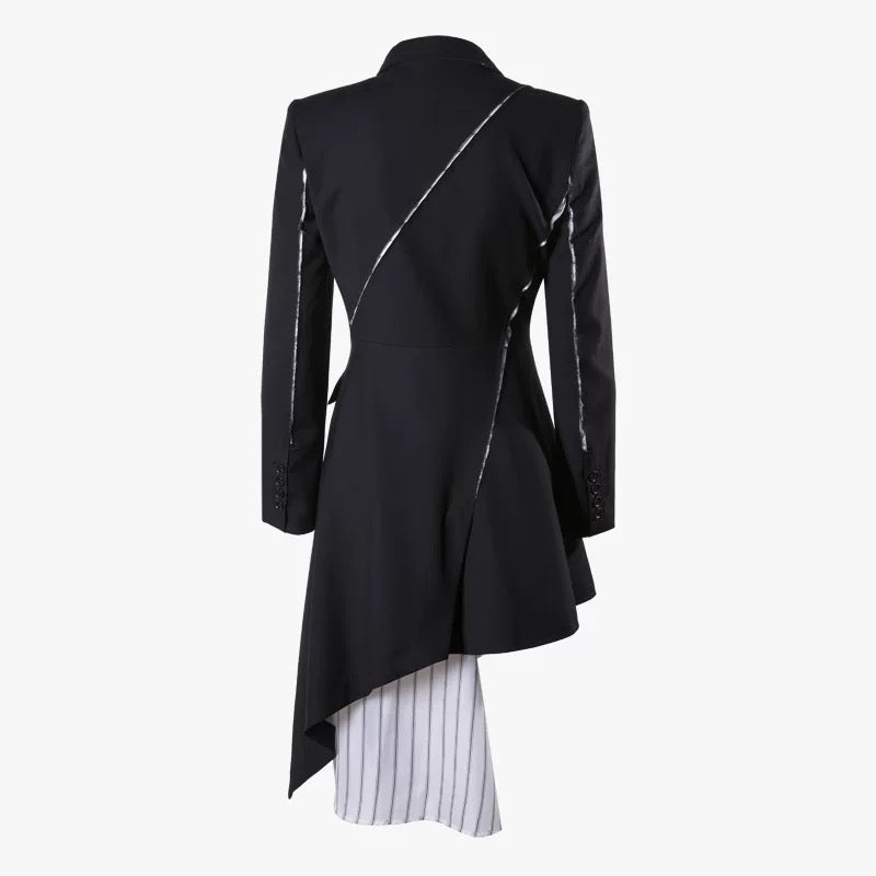Maverick Asymmetric Pinstripe Blazer Dress