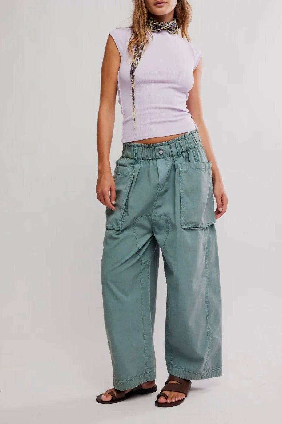 Costa Pull-On Harem Pants-Stormy Sea