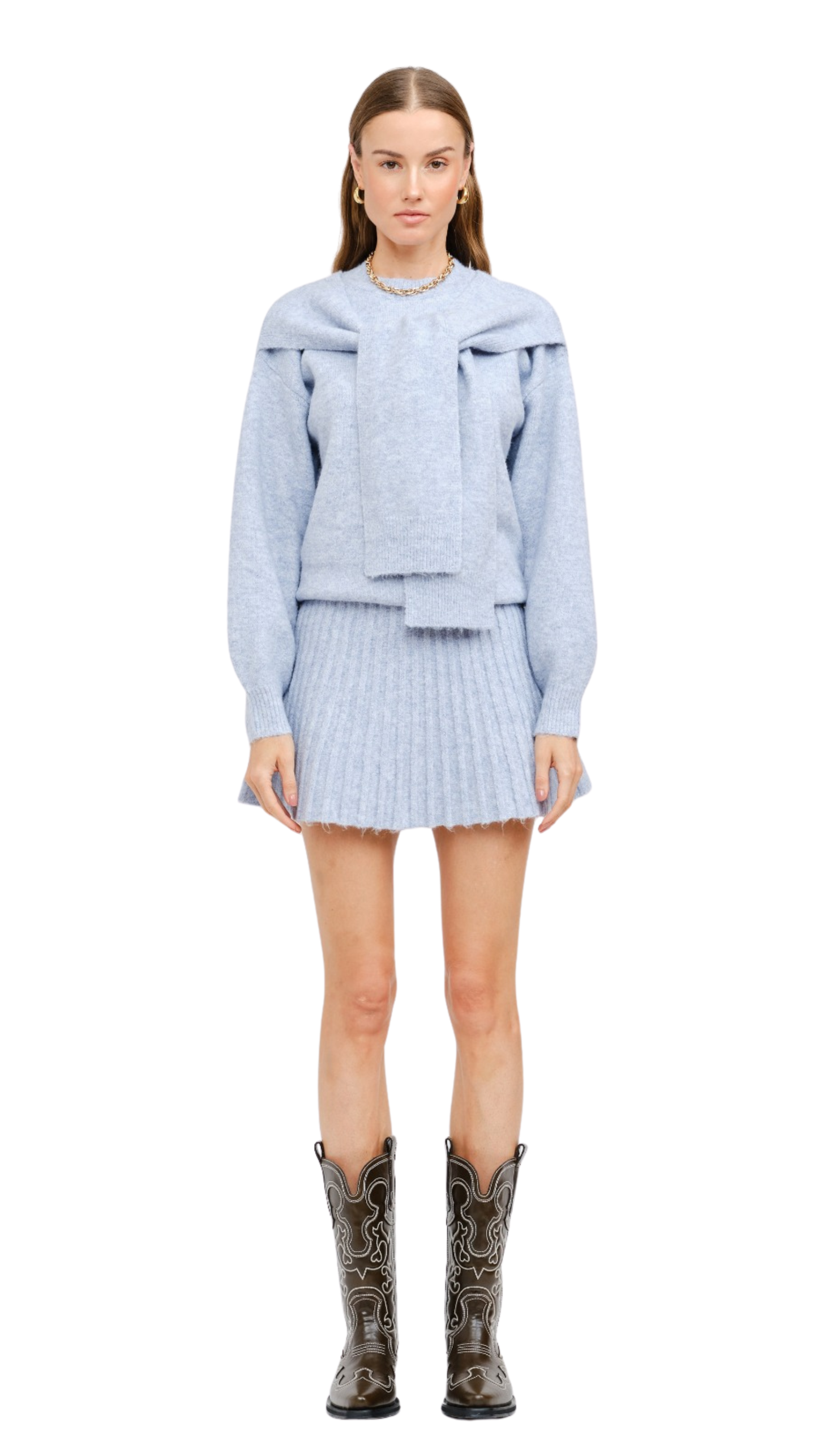 Powder Blue Structured Knit Sweater