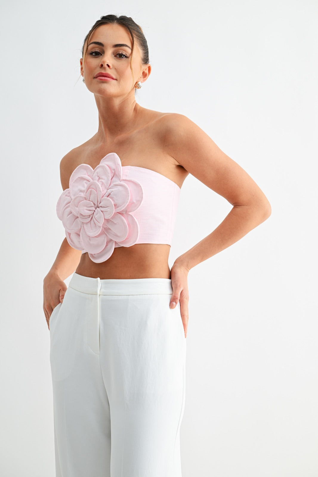 Bloom Floral Bandeau Top – Blush Pink