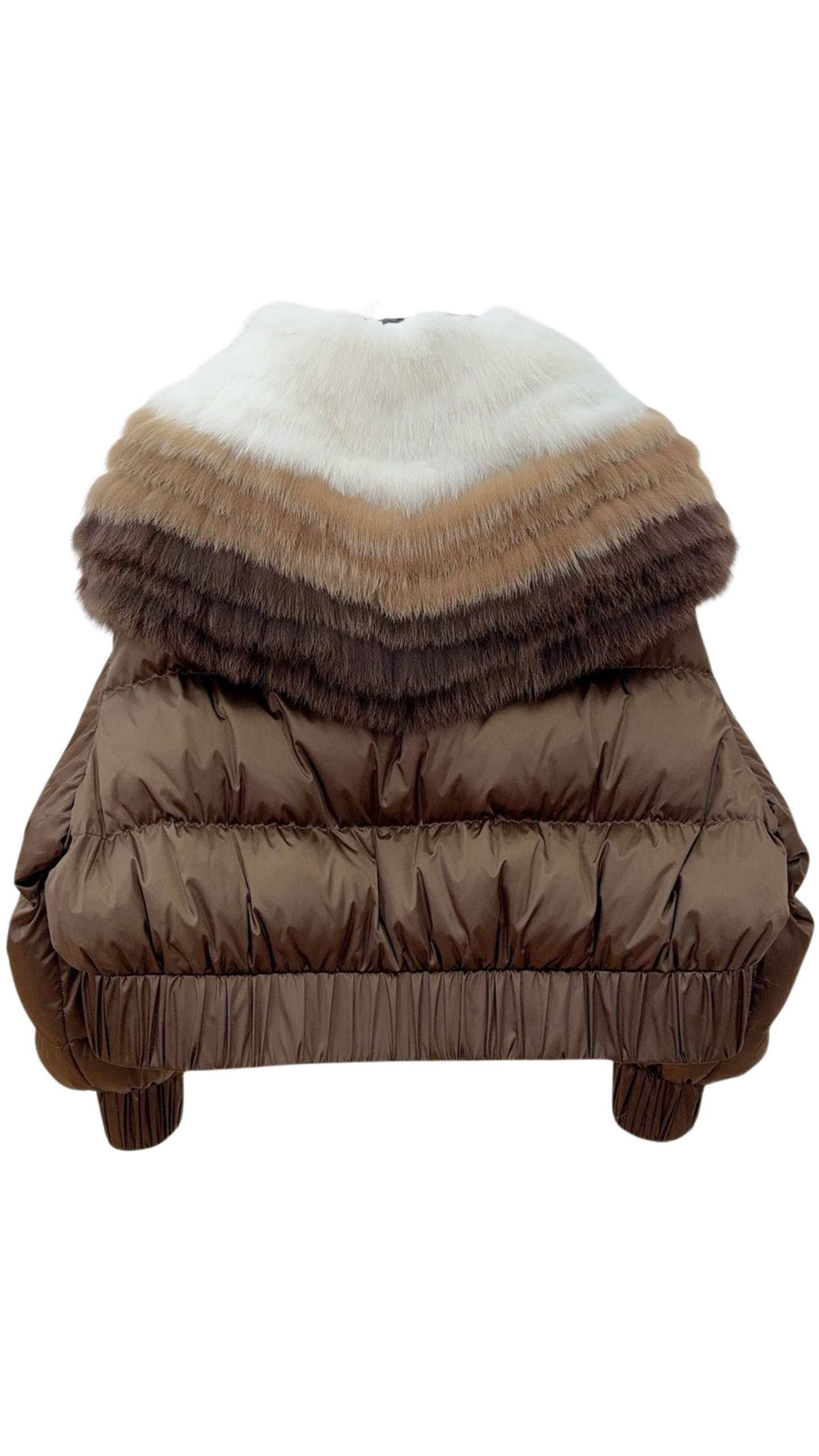 Janna Fox Collar Fur Puffer Jacket- Brown