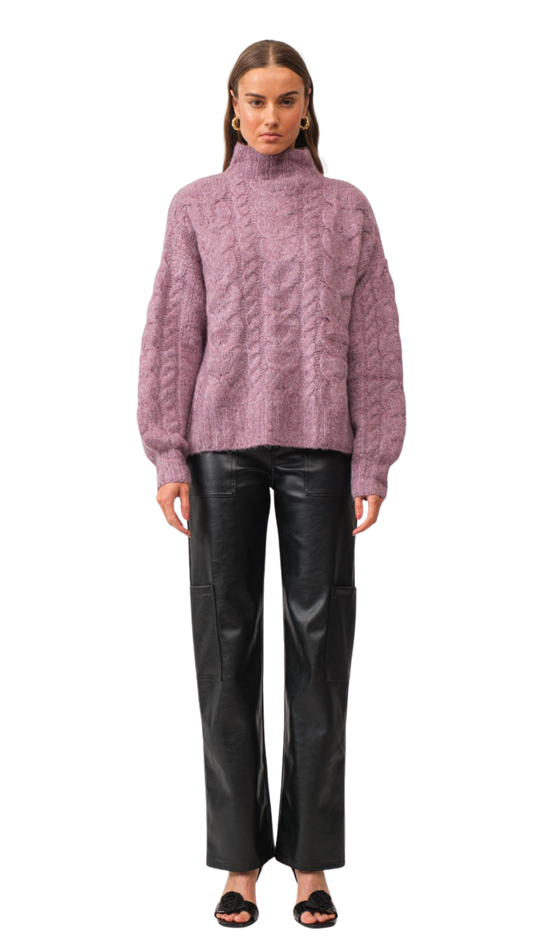 Mauve Cable Knit Sweater
