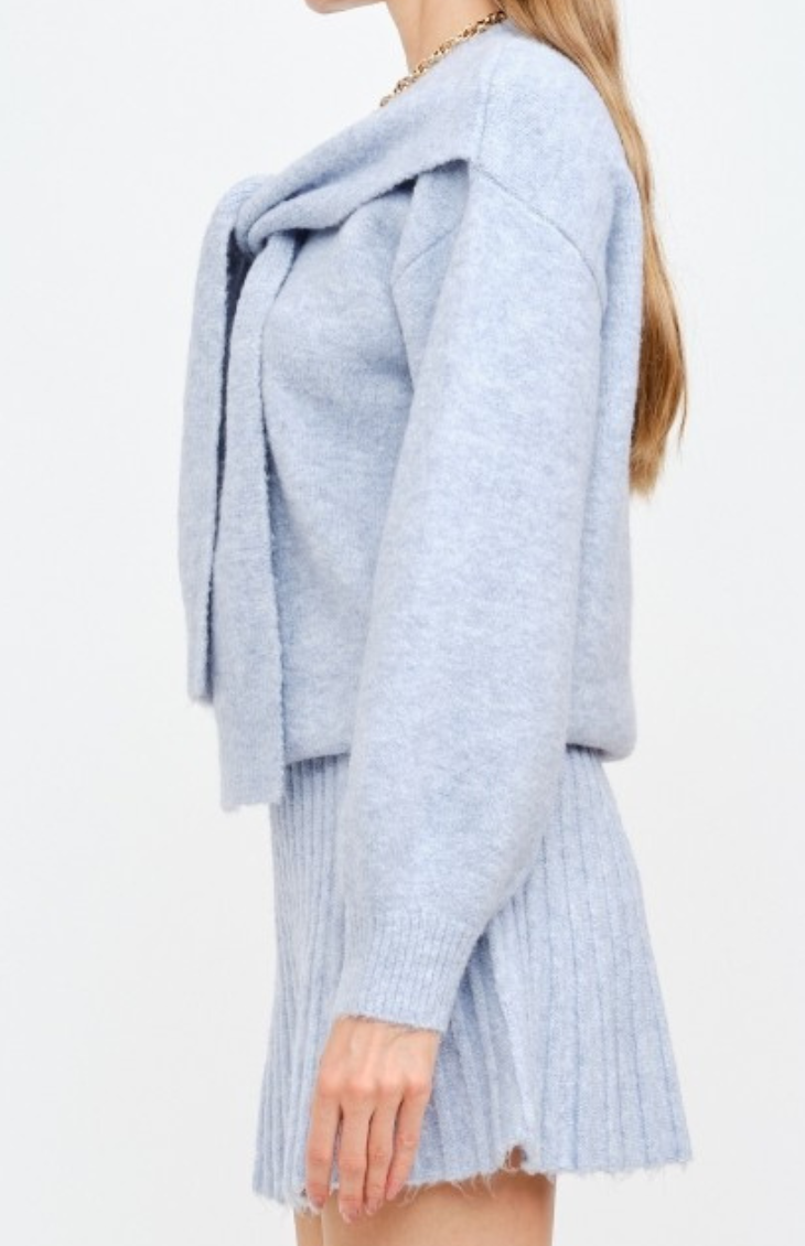Powder Blue Structured Knit Sweater