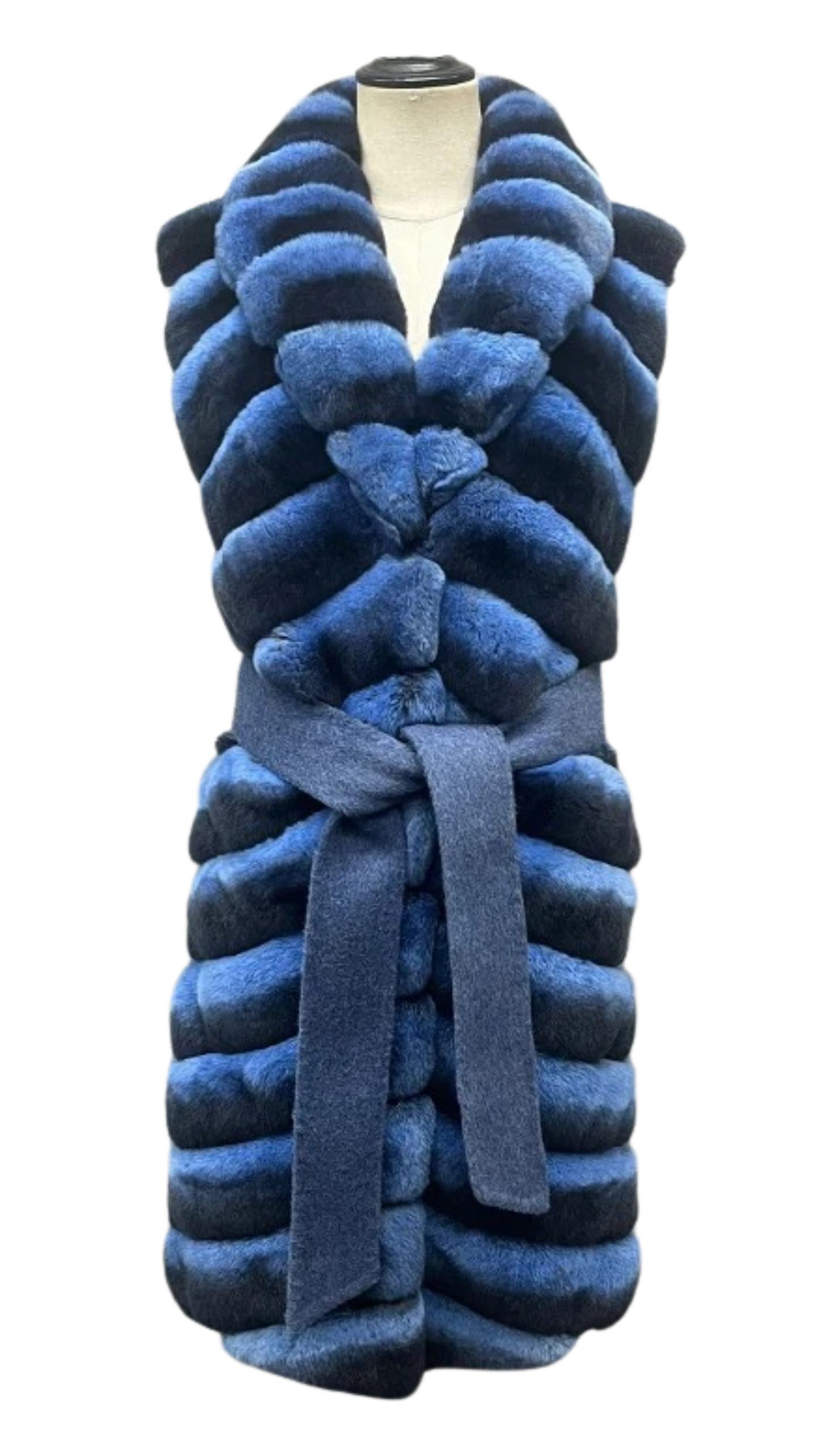 Budapest Cashmere Vest Rex Fur - Blue