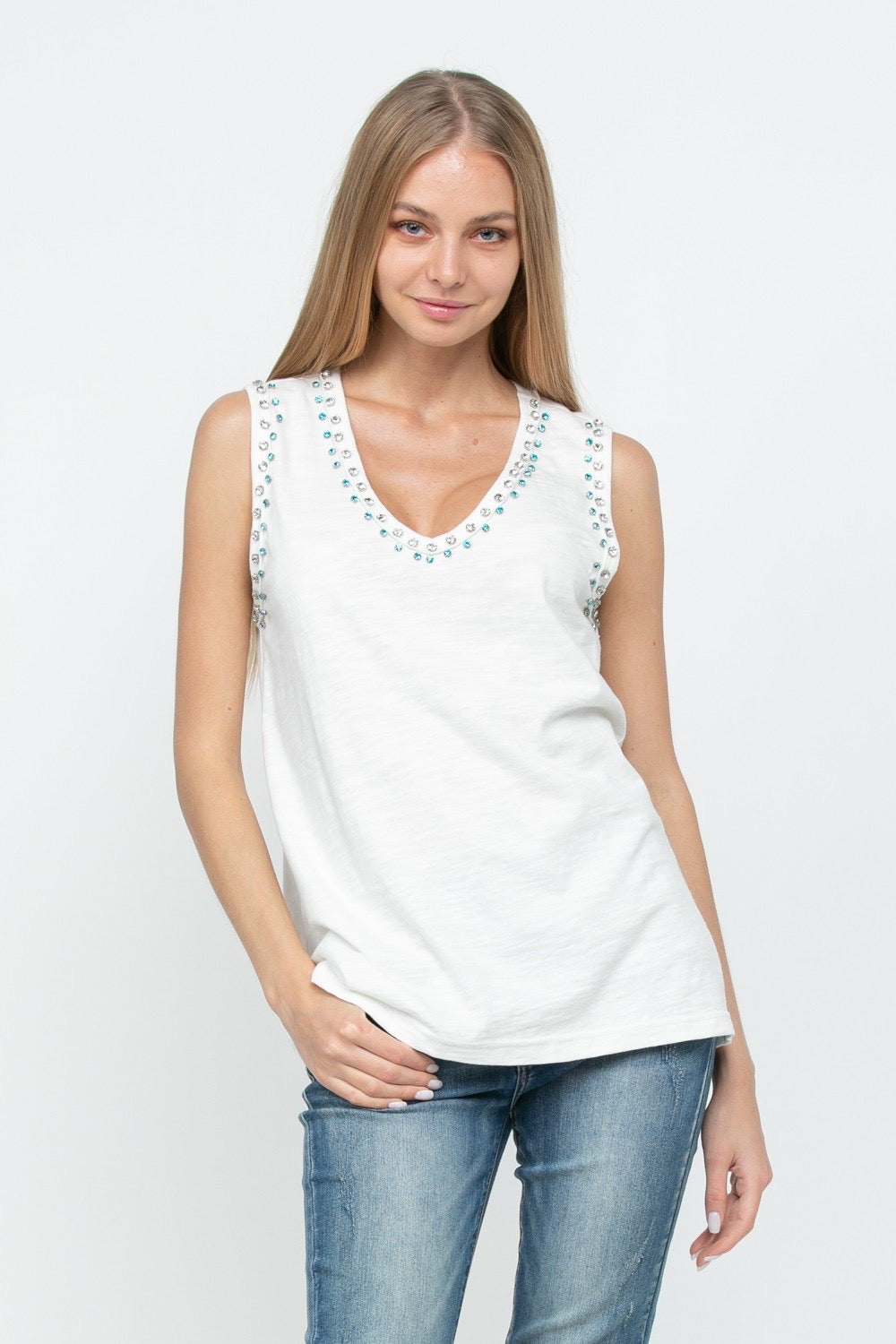 White diamanté T-shirt