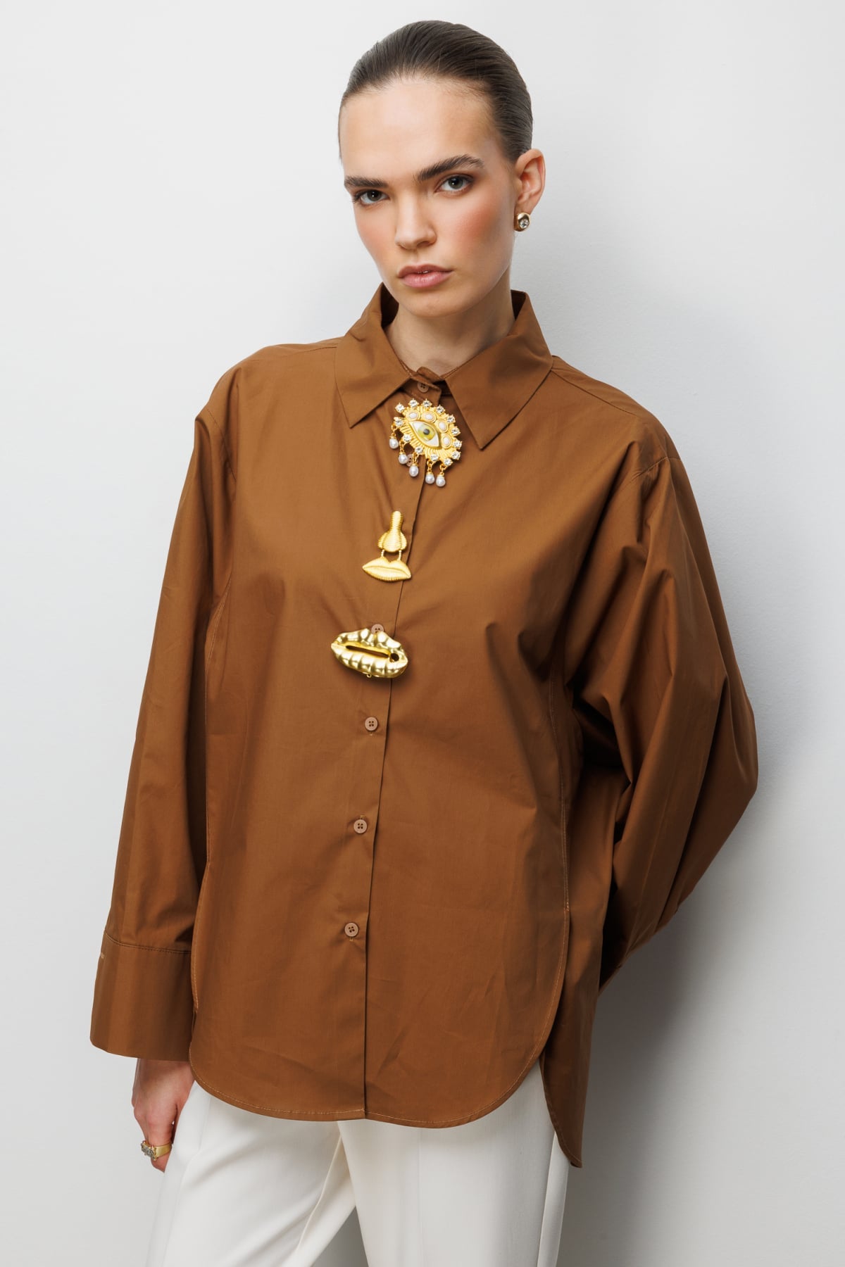 Soleil Statement Shirt – Caramel