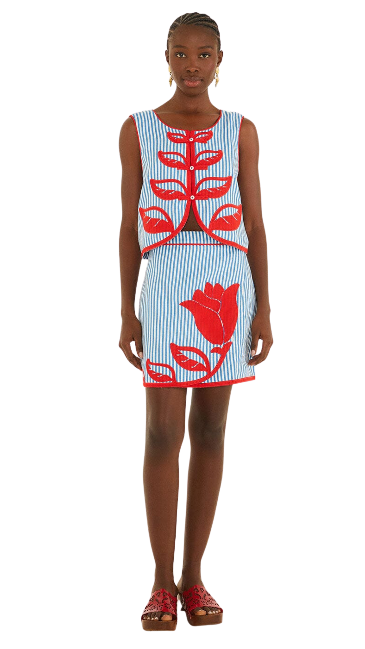 Sky Stripes Blue Skirt Set