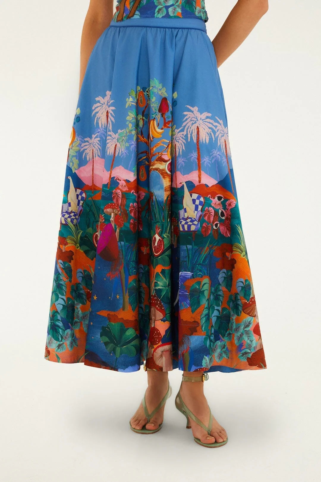 Mushroom Dream Landscape Embroidered Skirt Set
