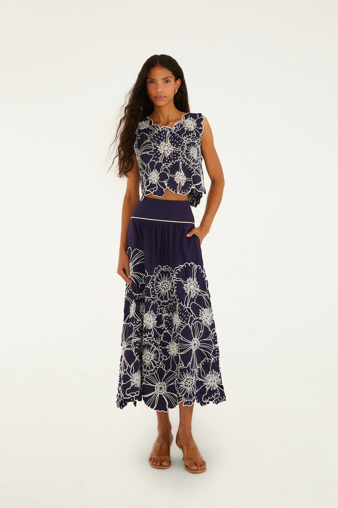 Blue Flowers Richelieu Skirt Set