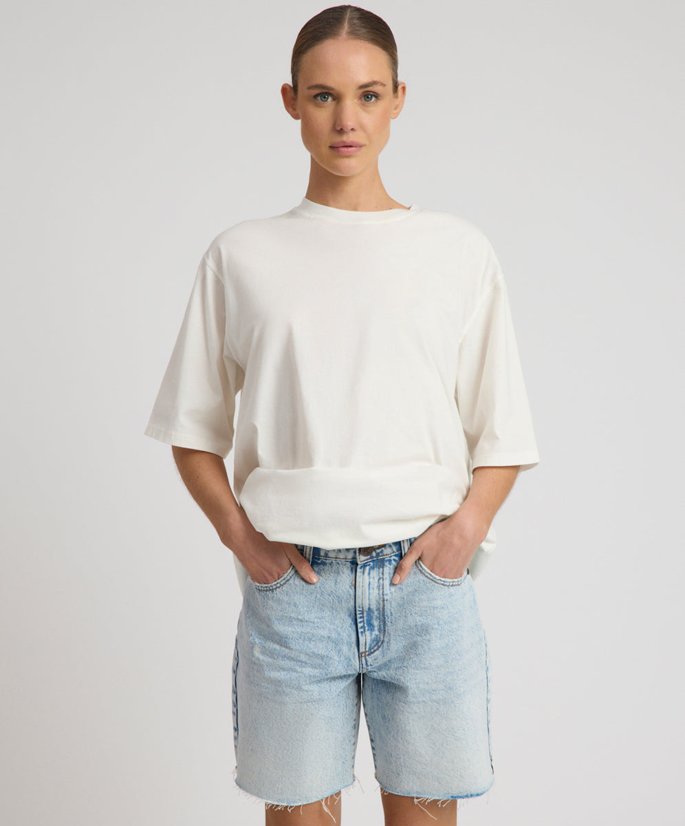 Jackson Mid Waist Wide Leg Shorts - Whisper Blue