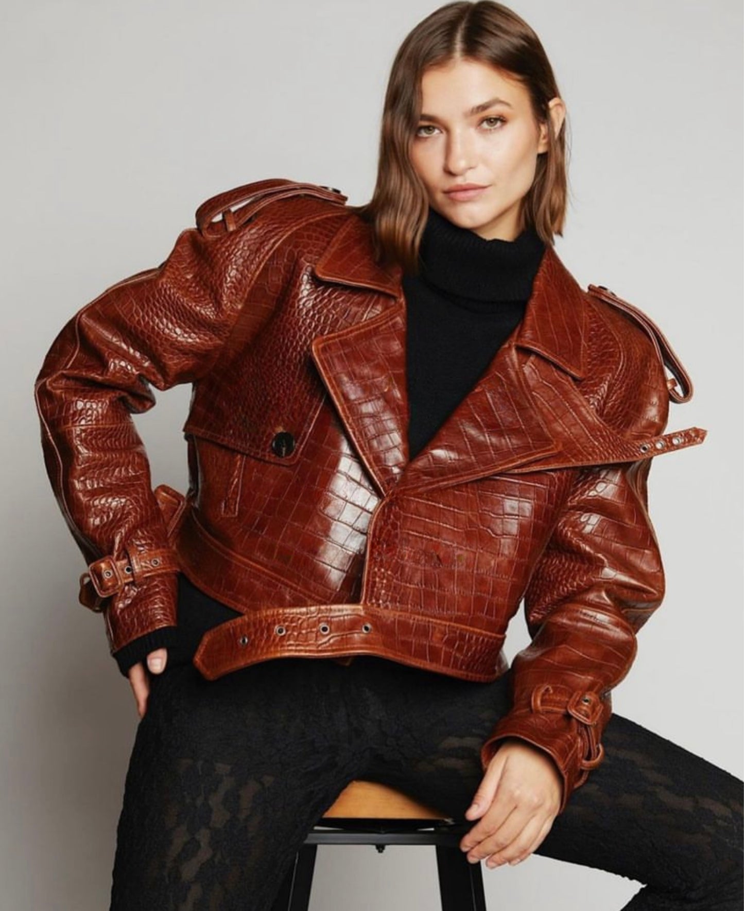 Scarlete leather jacket-Cognac