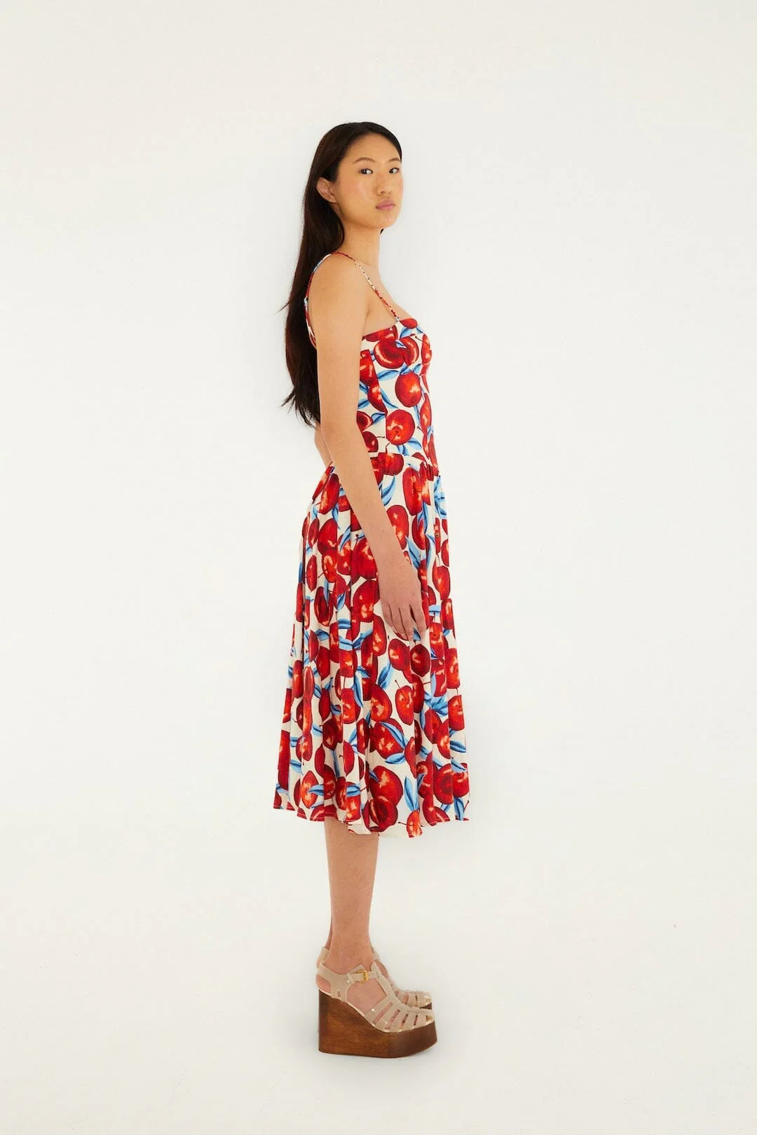 Cherry Blossom Sleeveless Midi Dress