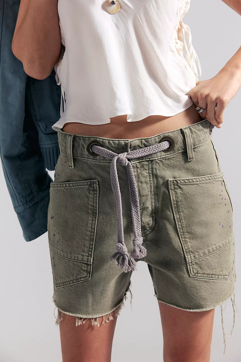 Moxie Barrel Denim Shorts-Fern