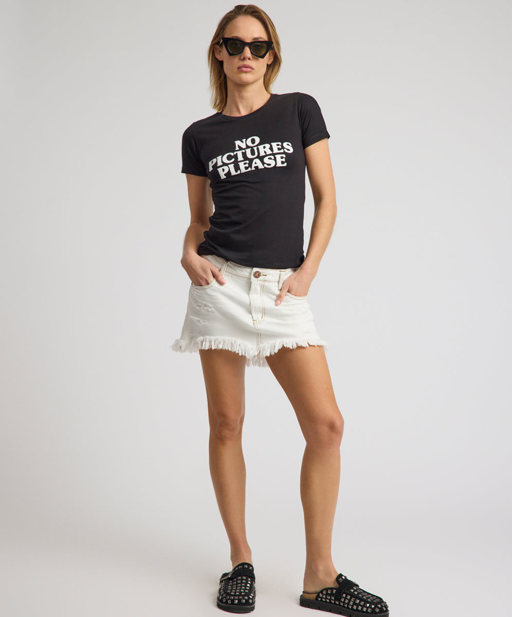 Junkyard Low Waist Messed Up Mini Denim Skirt - White Beauty